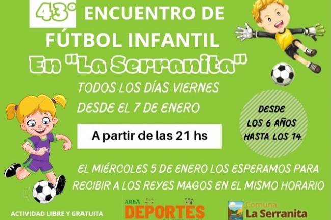 En La Serranita, se realizará el  43° Encuentro de Futbol Infantil