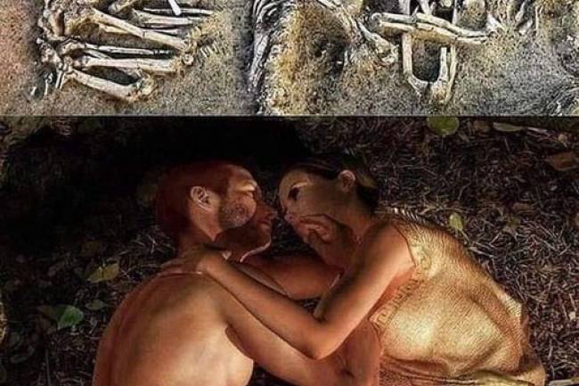 Dos cuerpos abrazados durante 2000 años en Pompeya