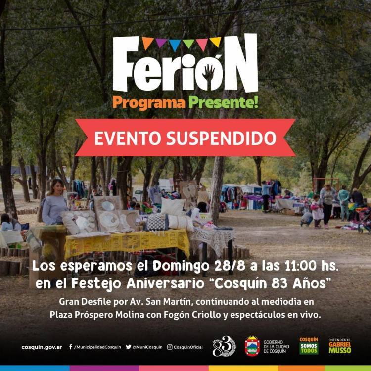 Ferión suspendido en Cosquín