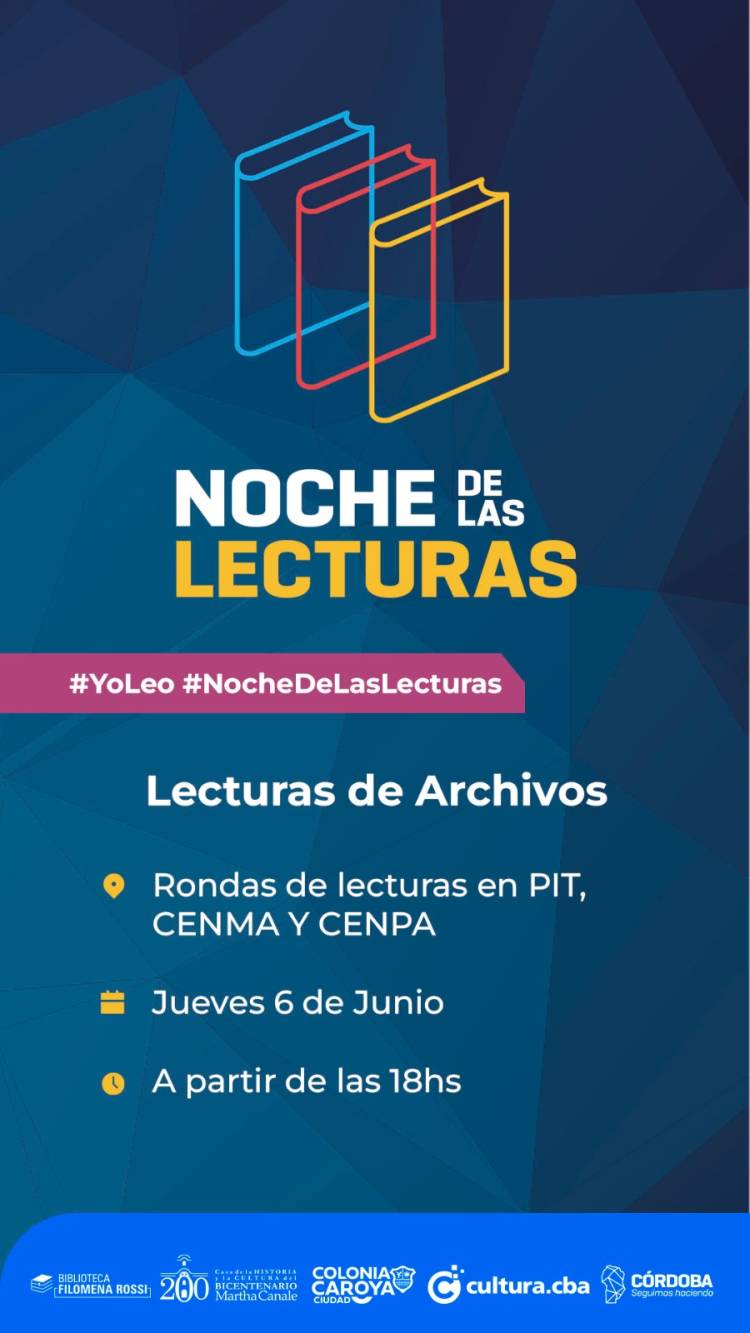 Colonia Caroya:  El próximo jueves 6 de junio llega una nueva Noche de las Lecturas