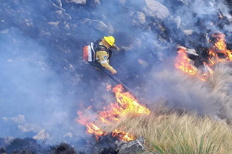 Bomberos siguen luchando con el fuego en Capilla del Monte